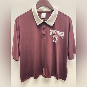 4 for $25 🍒 Harry Potter Ladies Gryffindor Maroon & White Polo Crop Top Size XL